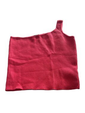 House Of Harlow 1960 Revolve Pink Asymmetrical Ribbed Cropped Tank Top - Small